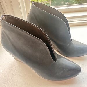 Black leather booties